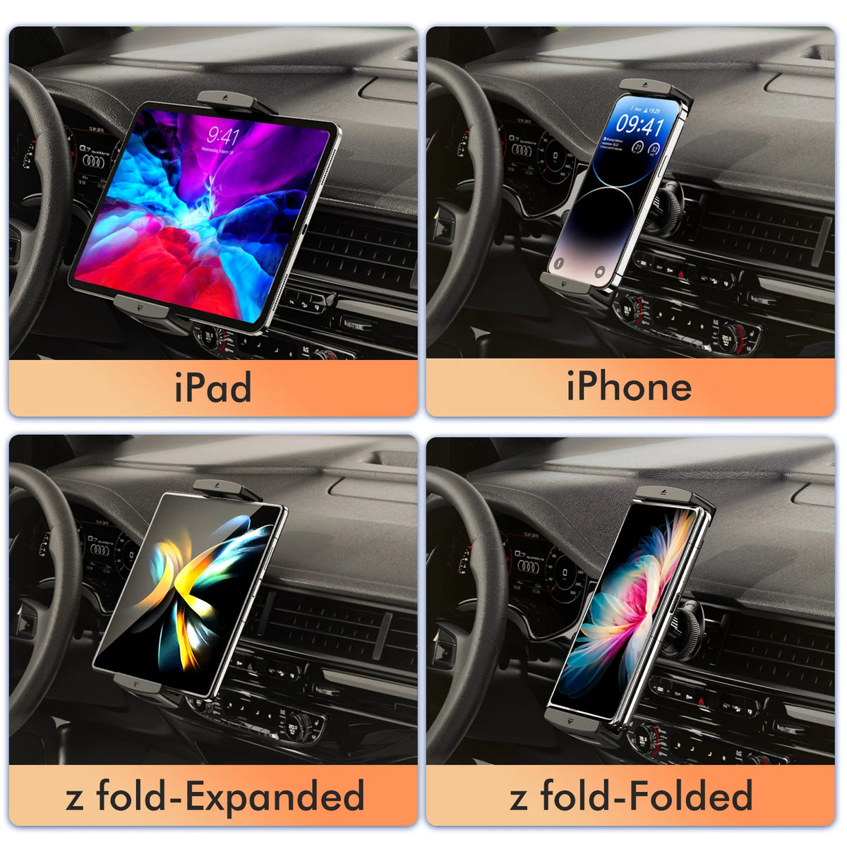 Eary Car Phone Holder 360°Rotatable Mount Vent Tablet for Car iPad Mini Air Z Fold 7 6 iPhone 17 Samsung S26 More 4-12.9" Device