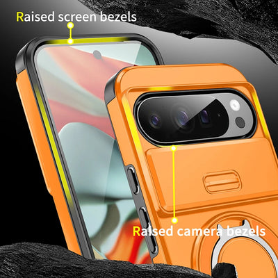 Armor Magnetic Ring Bracket Case For Google Pixel 11 10 9 Pro XL 10Pro For Pixel 9A 8A 7 Pixel 10 11 Pro Slide Lens Protect Case