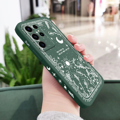 Moon Snowflake Phone Case For Samsung Galaxy S25FE S24 S23 S22 S21 S20 S10 S10E Ultra Plus FE Note 20 Ultra 10 Plus Cover