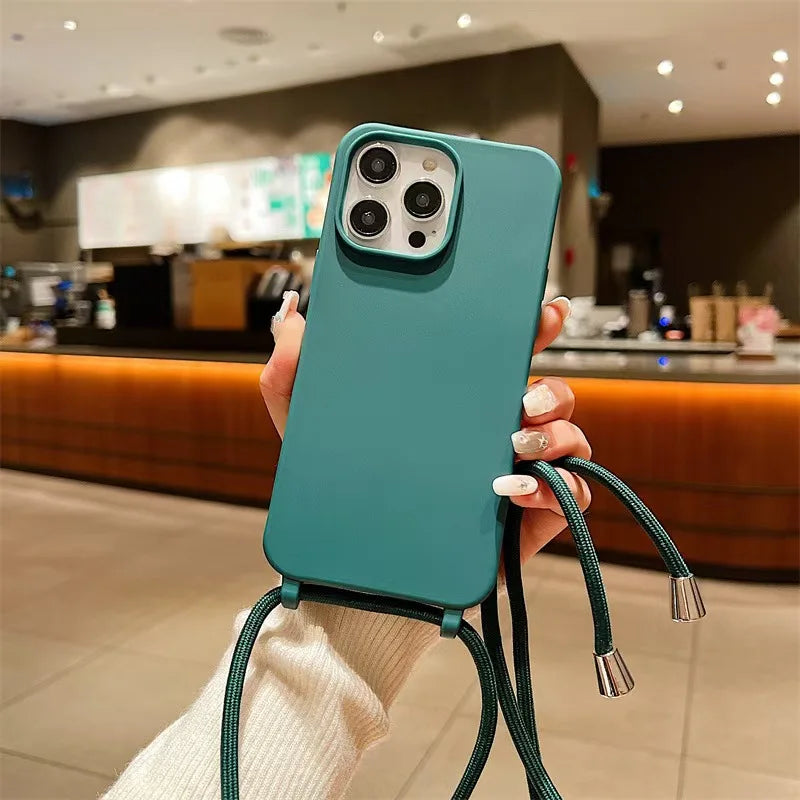 Crossbody Lanyard Strap Rope Phone Case For iPhone 17 16 15 14 Plus 17 13 12  Pro  Max  Necklace Adjustable Cover
