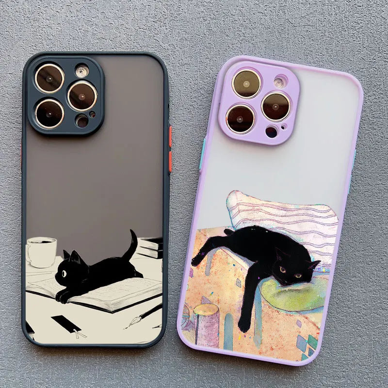 Funny Cat Daily Life Phone Case For iPhone 16 17 Pro Max Cases 11 12 14 Pro Max Mini 13 15 Plus XR Shockproof Back Covers