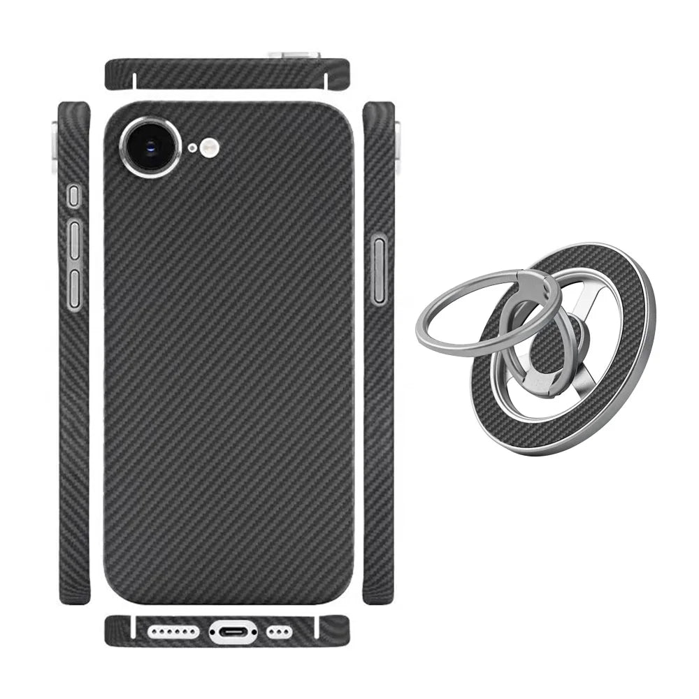 Amstar Magnetic Carbon Fiber Phone Case for iPhone 16e Magsafe Cover Luxury Kevlar Aramid Fiber Magnetic Cases