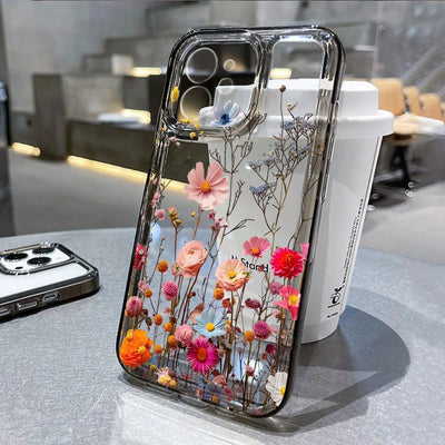 Flower Phone Case For iPhone 17 16 18 13 11 14 12 15 Pro Max Air 16e 7 Plus SE Shockproof Transparent Cover Silicone Soft Funda