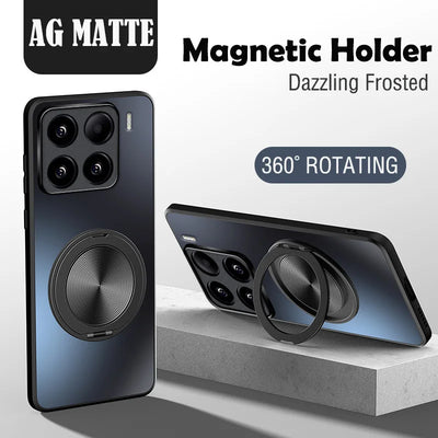 AG Matte Magnetic Case for Magsafe Xiaomi 17 Pro Max 15 14 13T 13 Pro Bracket 360° Rotating Ring Stand Holder Back Cover