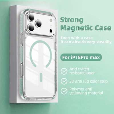 Luxury Clear for Magsafe Magnetic Case For iPhone 18 17 Pro Max 18pro 17pro Coque Wireless Charging Candy Frame Shockproof Cover