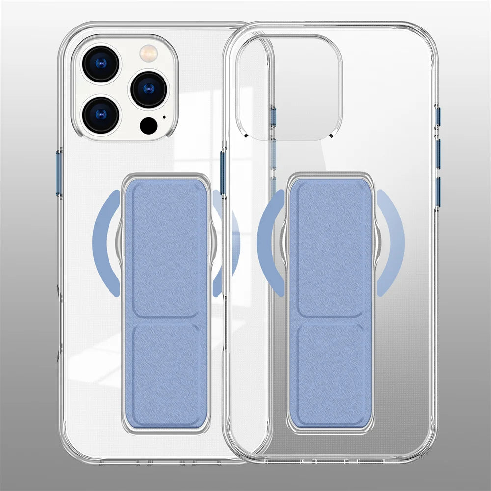 Luxury Folding Wristband Stand Magnetic Phone Case For iPhone 17 18 Pro Max 15 16 Plus 14 13 12 Shockproof Protective Back Cover