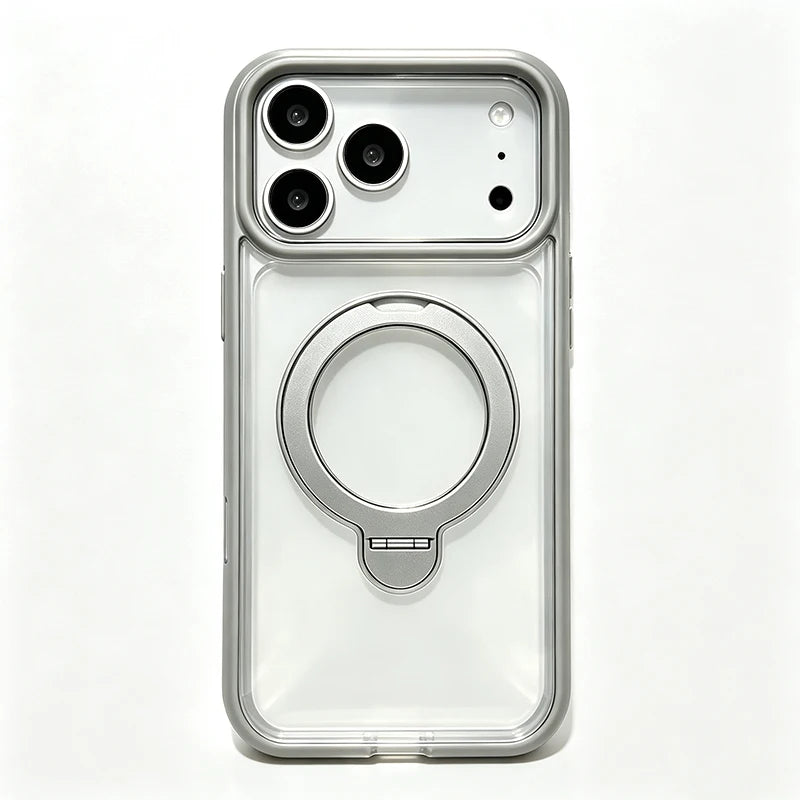 Magnetic Phone Case With 360 Rotatable Metal Kickstand, Clear Shockproof Protective Cover With IPhone 17 Pro Max 16 15 14 13 12 All Models