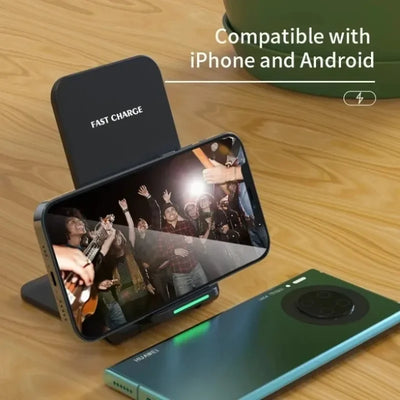 Fast Wireless Charger Stand Pad for iPhone 17 16 15 14 13 Pro Samsung Xiaomi Phone Chargers Induction Fast Charging Dock Station