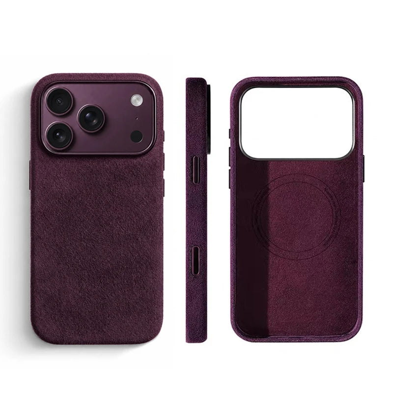 Real Italian Imported for Alcantara Magnetic Case for iPhone 18 17 Pro Max 18Pro With MagSafe Case Smart Button Protective Cover