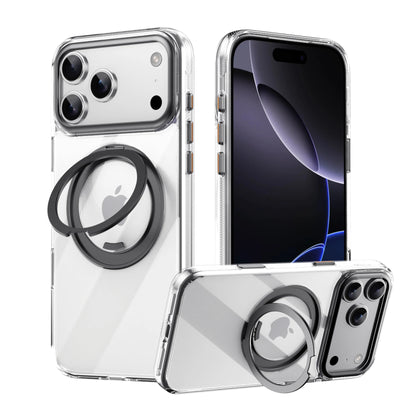 Transparent Magnetic Case for iPhone 17 Air 16 Plus 15 14 13 18 17 Pro Max 16e 360° Rotating Ring Holder Kickstand Cover LMD003