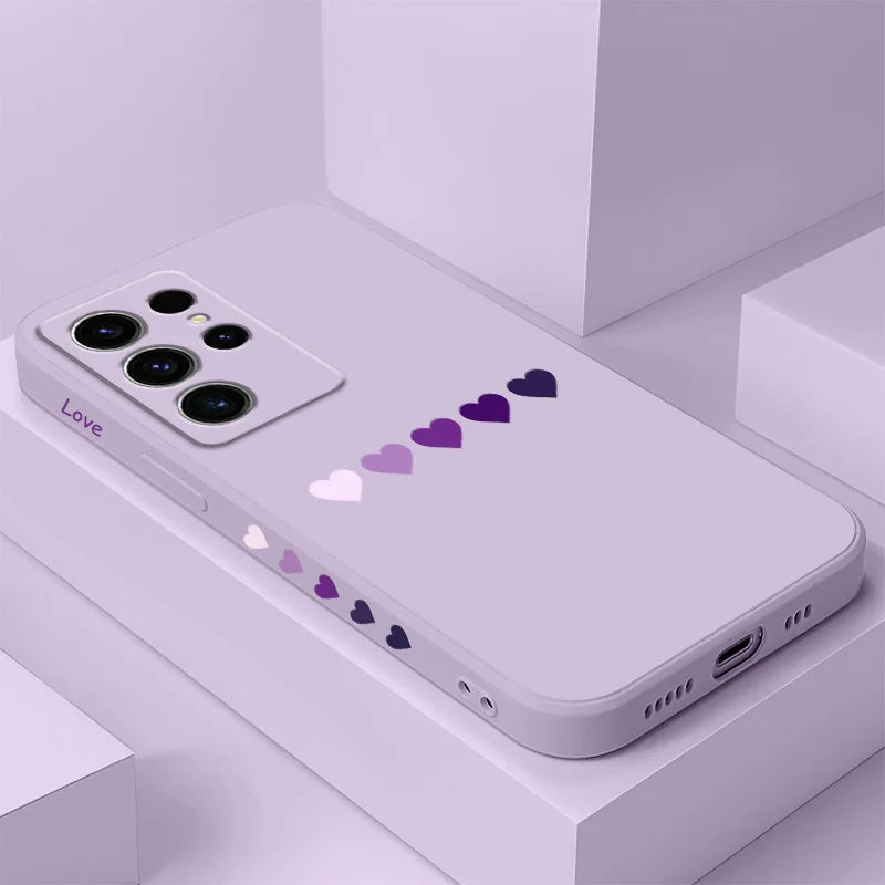 Gradient Heart Phone Case For Samsung Galaxy S25 S24 S23 S22 S21 S20 S10 S10E Ultra Plus FE Note 20 Ultra Plus Cover