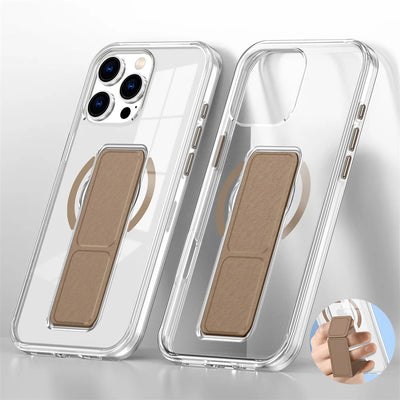 Luxury Folding Wristband Stand Magnetic Phone Case For iPhone 17 18 Pro Max 15 16 Plus 14 13 12 Shockproof Protective Back Cover