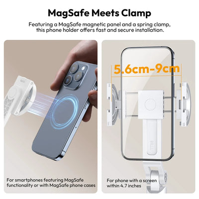 Ulanzi TT88 Overhead Selfie Stick 1.44M with MagSafe Clamp Photograph Tripod for Phone Livestreaming Vlog with Remote Control