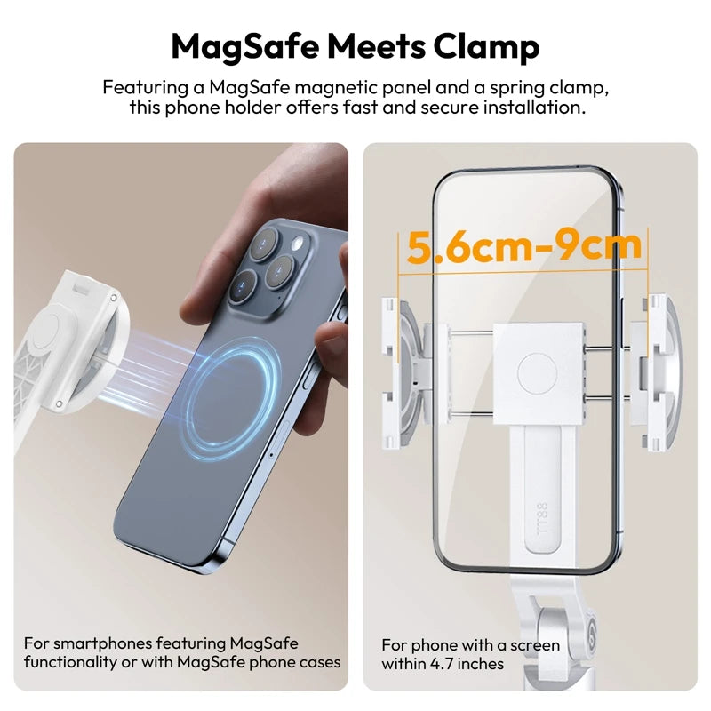 Ulanzi TT88 Overhead Selfie Stick 1.44M with MagSafe Clamp Photograph Tripod for Phone Livestreaming Vlog with Remote Control