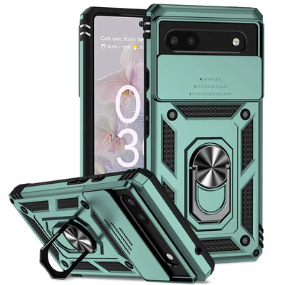 Slide Camera Protect Cover For Google Pixel 10 ProXL 9 8 7 Pro Magnetic Ring Holder Shockproof Armor Phone Case For Pixel 6 7 8A