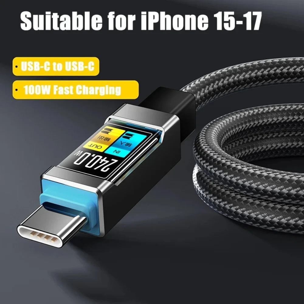 E-marker Chip Braided Bold USB C To Type C Safety Fast Charging Cable for iPhone 17 16 15 Pro Max Xiaomi Samsung S24 S25
