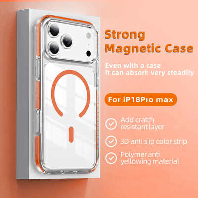 Luxury Clear for Magsafe Magnetic Case For iPhone 18 17 Pro Max 18pro 17pro Coque Wireless Charging Candy Frame Shockproof Cover