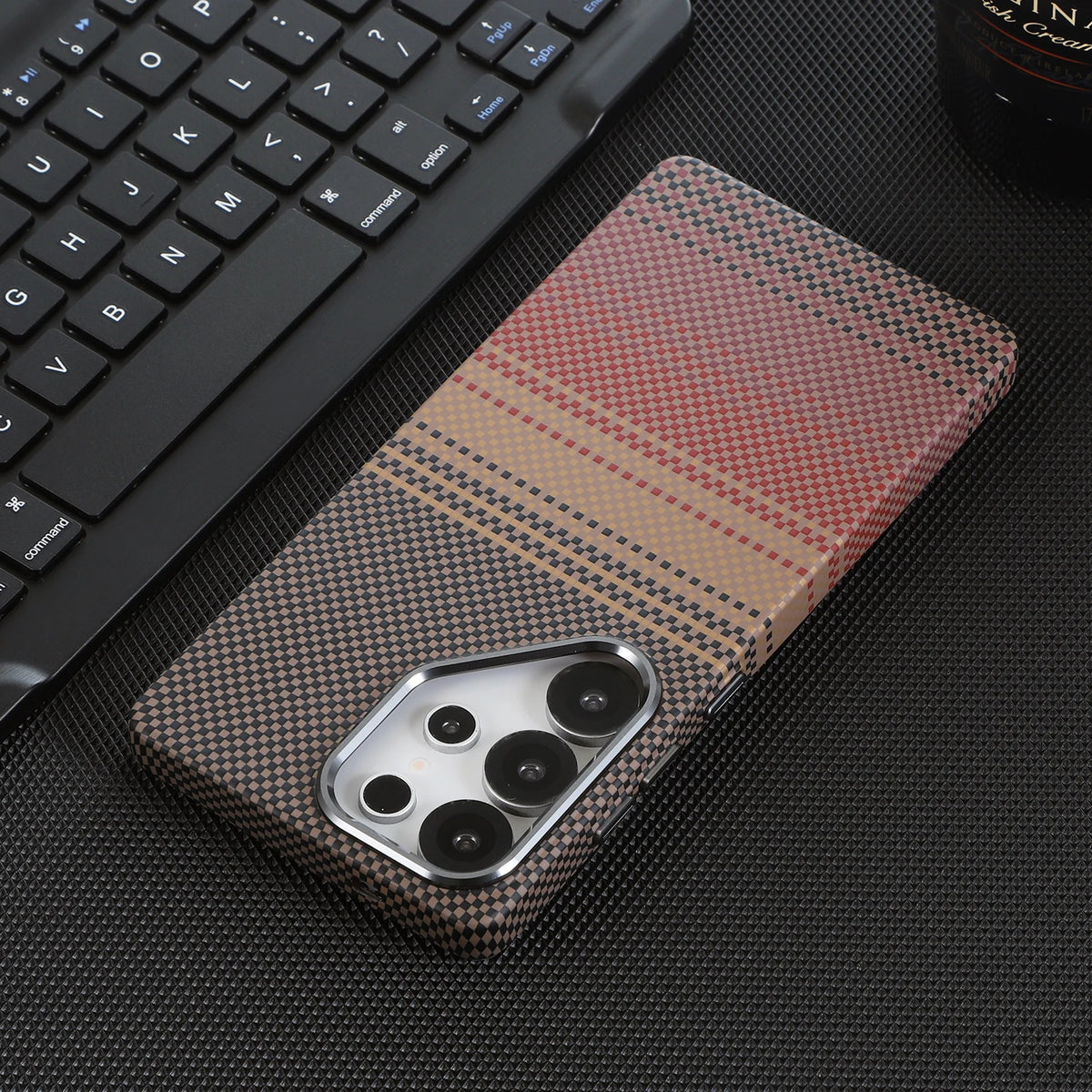 Luxury Kevlar Aramid Fiber Case For Samsung Galaxy S22 S23 S24 S25 S26 Ultra Plus Magnetic Carbon Fiber Phone Cover For S26 Plus