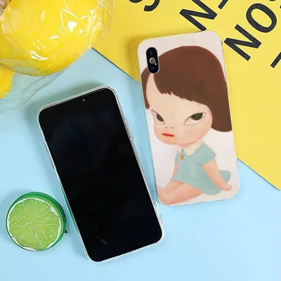 Yoshitomo Nara Phone Case for iPhone 17 16 15 14 13 12 11 Pro Mini MAX Plus XR Silicone Transparent Soft Cover