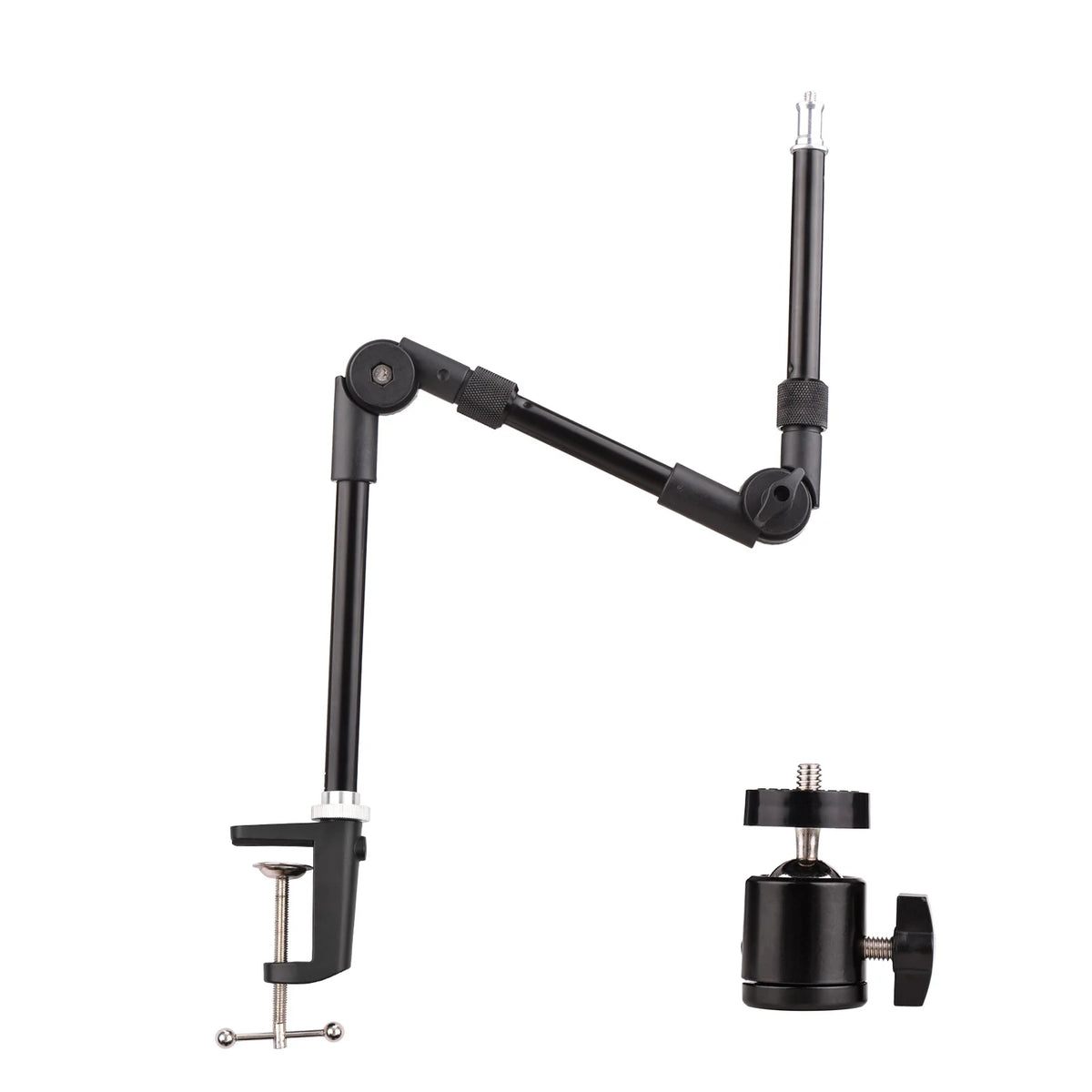 Andoer ST-01 Metal Bracket Flexible Foldable Desk Mount Stand Ballhead Adapter for Fill Light LED Ring Light Camera Smartphone