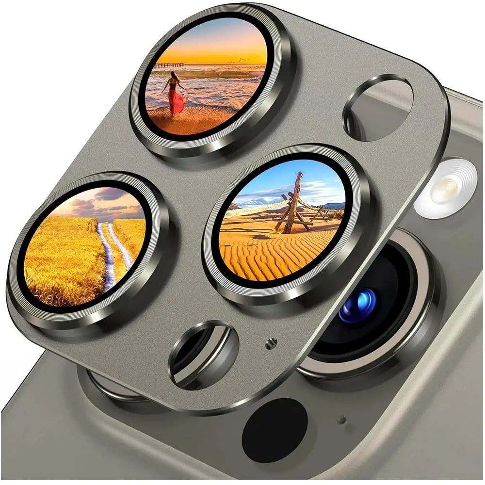 3D Full Metal Camera Lens Protector Tempered Glass Protector For iPhone 16 15 14 Pro Max Plus Camera Lens Protector Glass Cover