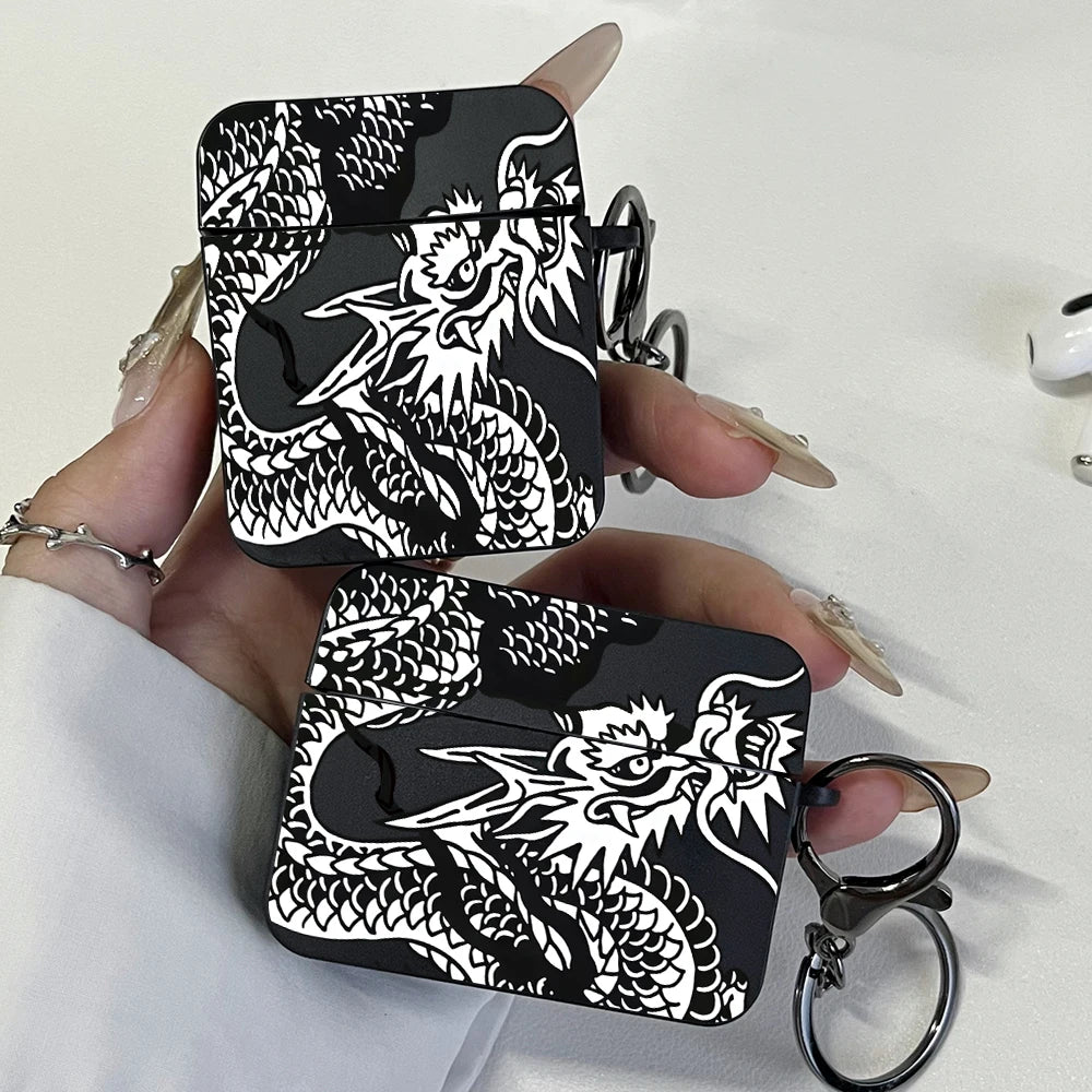 Black Dragon Design Earphone Cases for Airpods Pro3/Pro2/Pro For Apple Bluetooth Headset Case Protective Cover Airpods 1/2/3/4