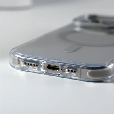 Luxury Camera Lens Holder Clear for Wireless Charge Magsafe Cases For iPhone 18Pro 17 16 15Pro Max Clear Shockproof Cover