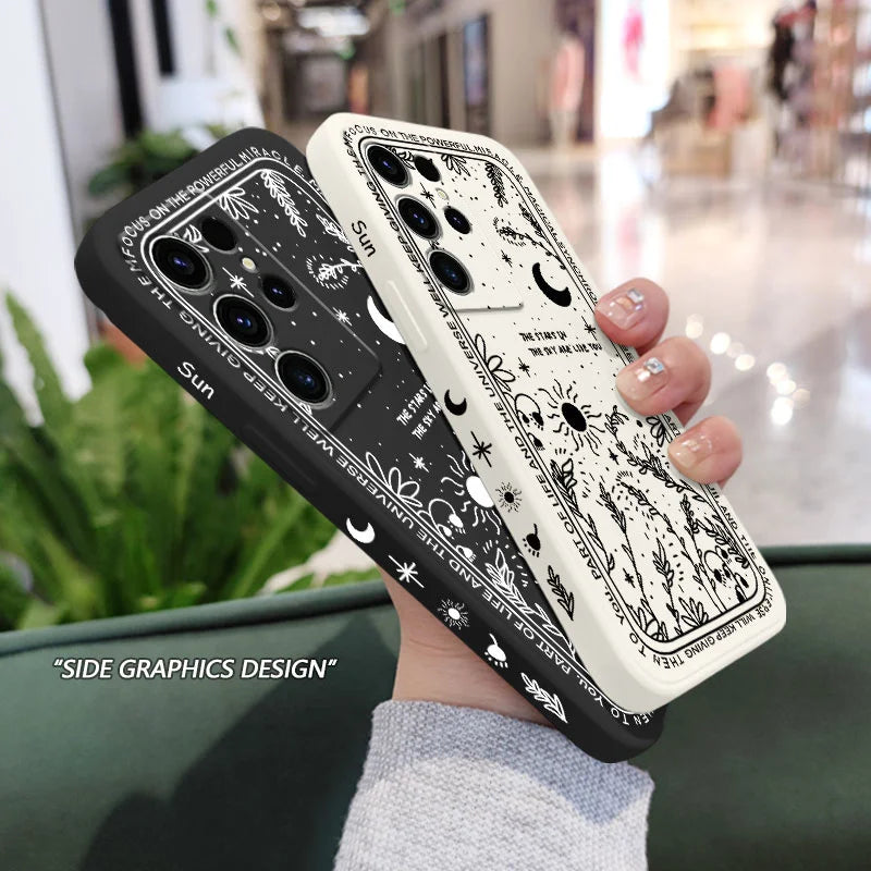 Moon Snowflake Phone Case For Samsung Galaxy S25FE S24 S23 S22 S21 S20 S10 S10E Ultra Plus FE Note 20 Ultra 10 Plus Cover