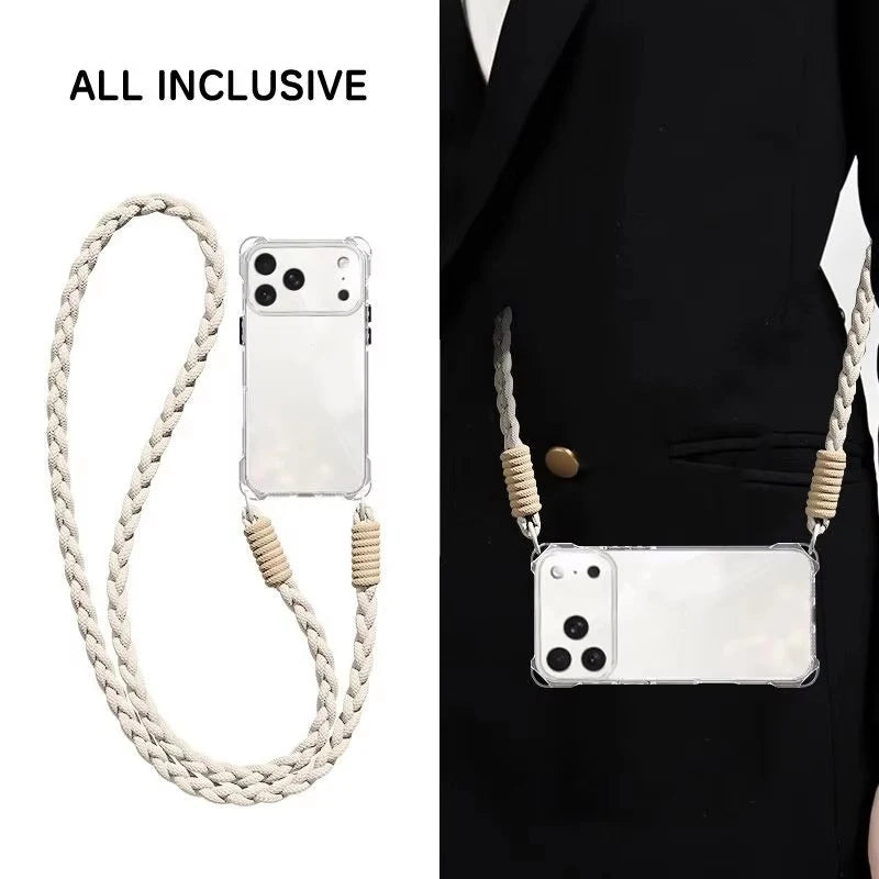 Crossbody Phone Case with Lanyard For iPhone 17Air 16 Pro Max 15 14 18 Pro Max  чехол на айфо Necklace Strap Cord Soft Cover