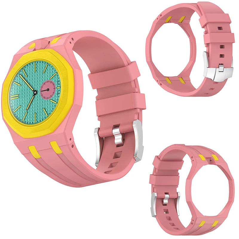 PC Case+Silicone Strap for Swatch X AP Royal Pop Pocket Watch Changer To Wristwatch Integrated Modification Accessories Bracelet