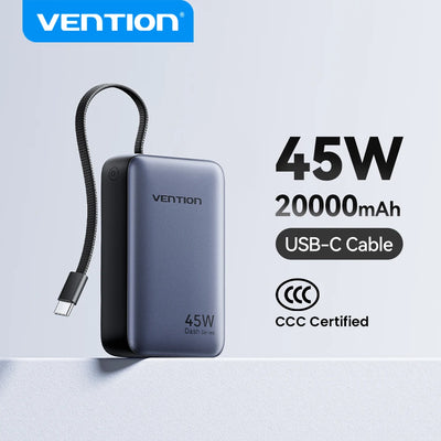 Vention CCC 45W 20000mAh Power Bank Fast Charging Portable Charger for iPhone 18 Pro Max Samsung Galaxy Battery 3C Powerbank