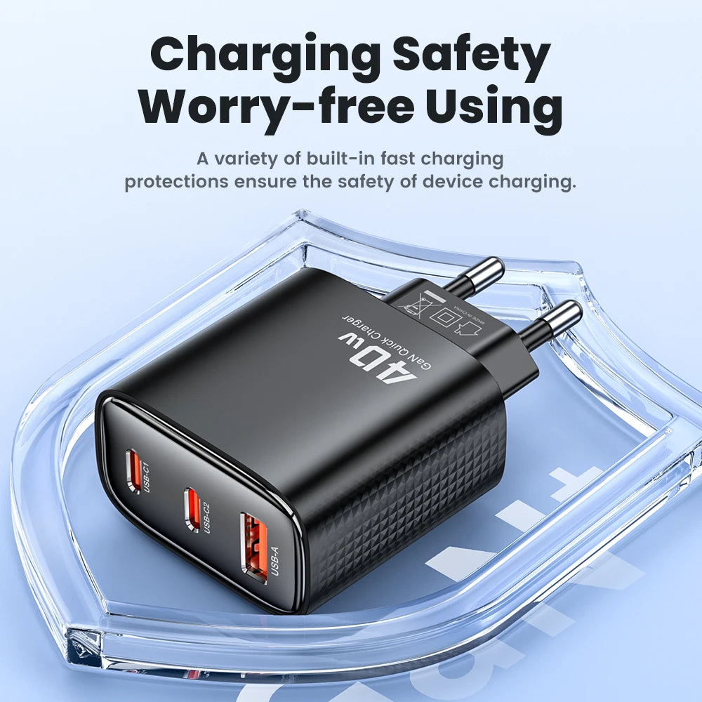 Toocki 40W Charger GaN PD 20W Fast Charging USB Type C Chager for iPhone 15 14 13 12 Pro Max iPad Samsung S24 S23 Xiaomi POCO