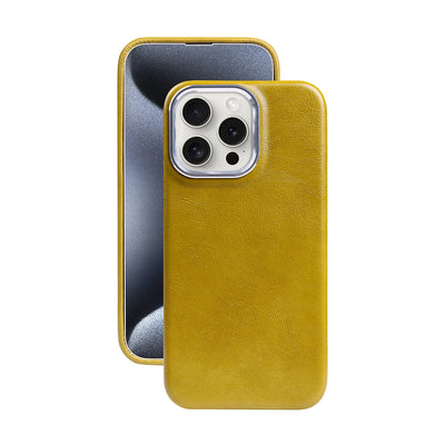 Luxury Classic Retro Textured Metal Frame All Inclusive PU Leather Case For iPhone 15 Pro Max 16 14 Plus 13 12 11