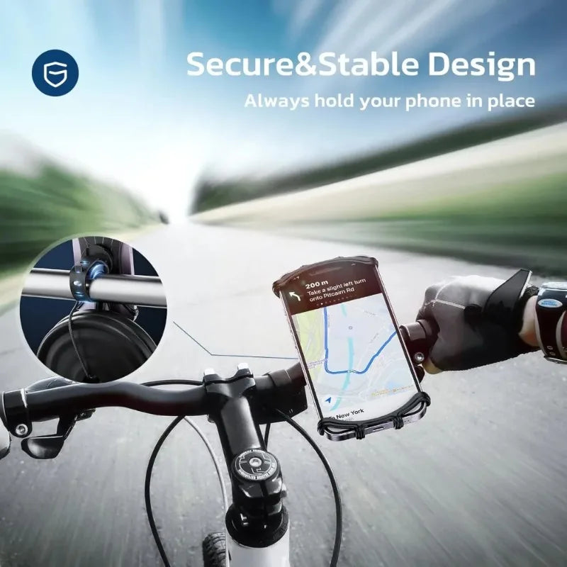 360 Rotatable Silicone Pull Type Phone Holder for Bike Motorcycle, Safe Mount for All Smartphones Cycling Stand