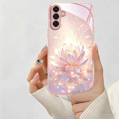 Lotus Flowers Glass Phone Case For Samsung S26 Ultra S25 S24 S23 Plus A57 5G A56 A55 A54 A53 A37 A36 A17 A26 A25 A24 Cases Cover