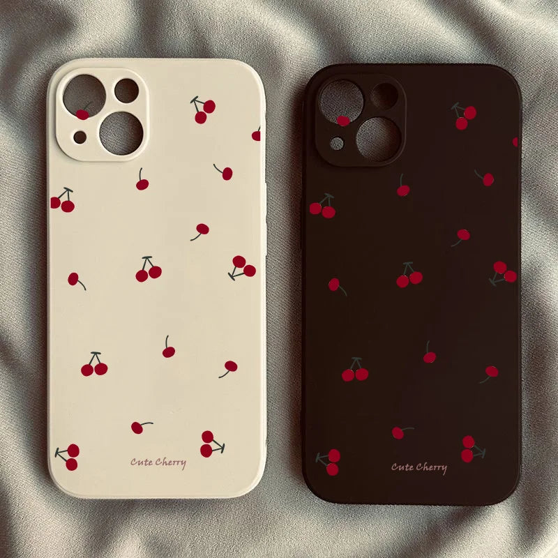Cute Cherry Phone Case For iPhone 17 16 15 14 13 12 11 Pro Max Mini SE 7 8 Plus 17E Shockproof Non-Slip Soft Cover Shell Fundas