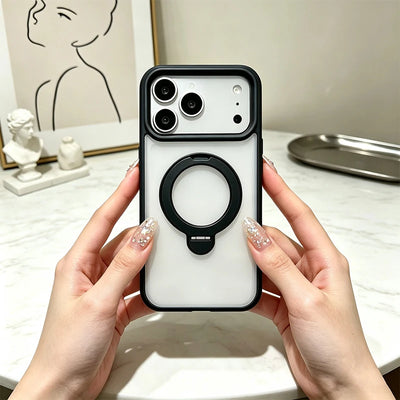 Magnetic Phone Case With 360 Rotatable Metal Kickstand, Clear Shockproof Protective Cover With IPhone 17 Pro Max 16 15 14 13 12 All Models