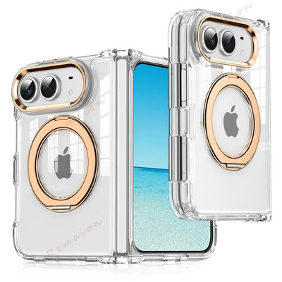 Magnetic 360 Metal Stand Phone Case For iPhone Fold 18 DUO 18Fold Magsafe Clear Hinge Protection Shockproof Protector Cover