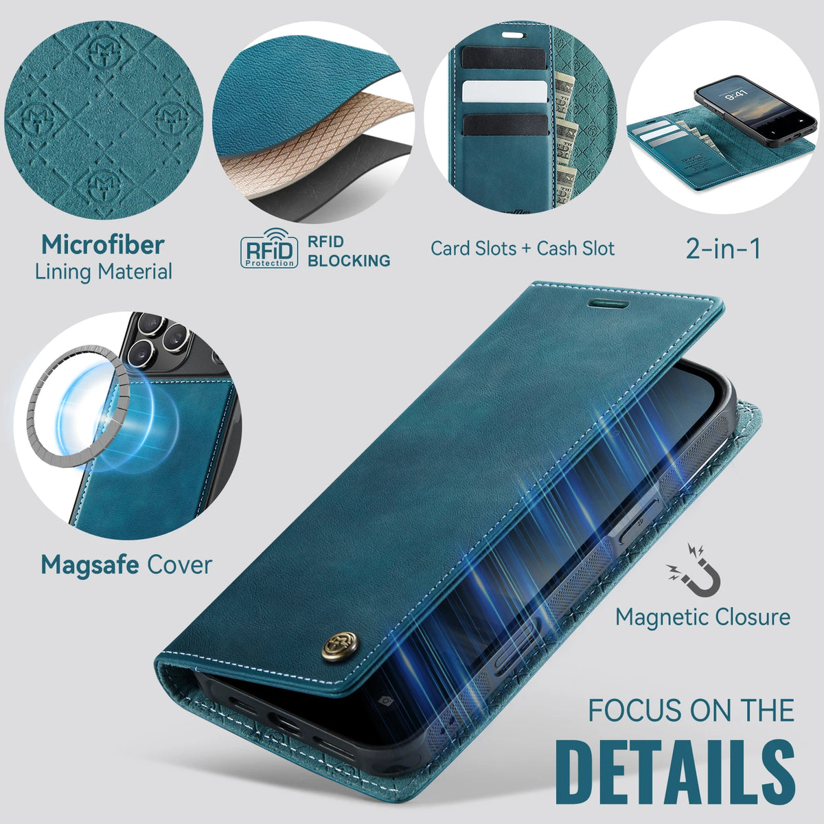 High Quality 2-in-1 Detachable Wallet Leather Magsafe Case For iPhone 17 16 15 14 Plus 13 12 11 18 Pro Max Luxury Magnetic Flip