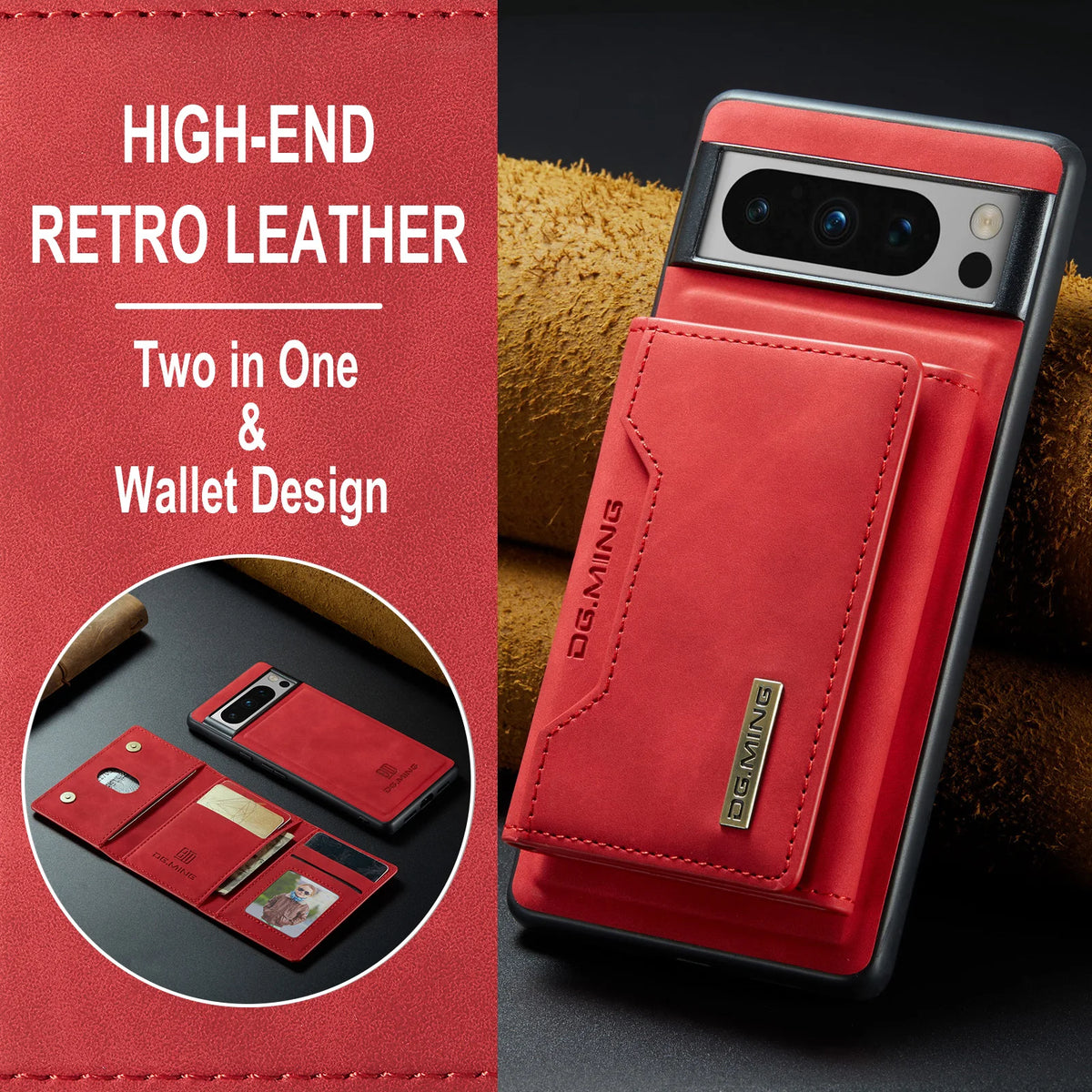 Luxury Magnetic Leather Wallet Case for Google Pixel 9 Pro 8 7 7A 6 6A Fold Pixel9 XL Pixel7 Kickstand Credit Card Holder Cover