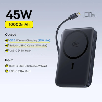 Baseus Qi2 Magnetic Power Bank 10000mah 15W Wireless Charging 22.5W Wired Charge Qi2-Certified for iPhone 16 15 14 13 12 Pro Max