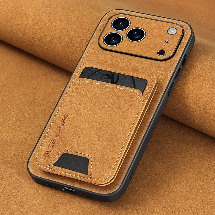 Two-Piece Set（Phone case and card holder）Luxury Synthetic Leather Card Holder Phone Case，Applicable iPhone 17 16 E 15 13 14 Pro