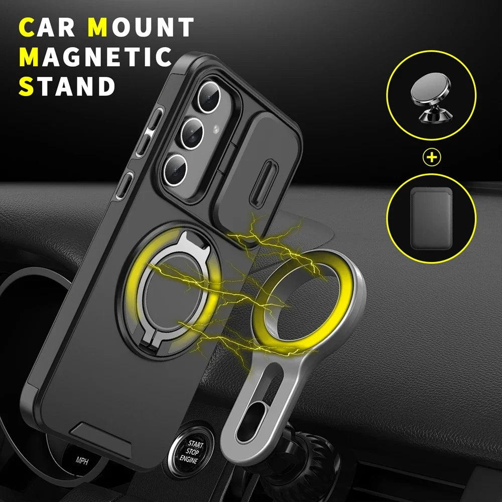 Case For Samsung Galaxy S26 S25 S24 S23 S22 S21 Ultra Plus S25 Edge S25FE S24FE Slide Camera Protect Magnetic holder Armor Cover