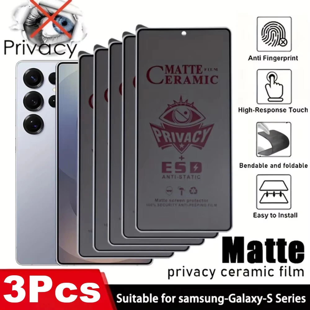 1-3PCS Privacy Matte Ceramic Membrane For Samsung S25 Ultra S24 S21 Plus S22 5G S23 FE S20 FE M52 M53 M31S Screen Protector Film