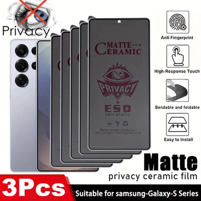 1-3PCS Privacy Matte Ceramic Membrane For Samsung S25 Ultra S24 S21 Plus S22 5G S23 FE S20 FE M52 M53 M31S Screen Protector Film