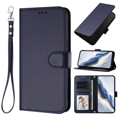 Solid Color Flip Wallet Leather Case For iPhone 17 13 14 15 16 12 Pro Max Air 16E 16 15 14 Plus 12 13 Mini Lanyard Back Cover