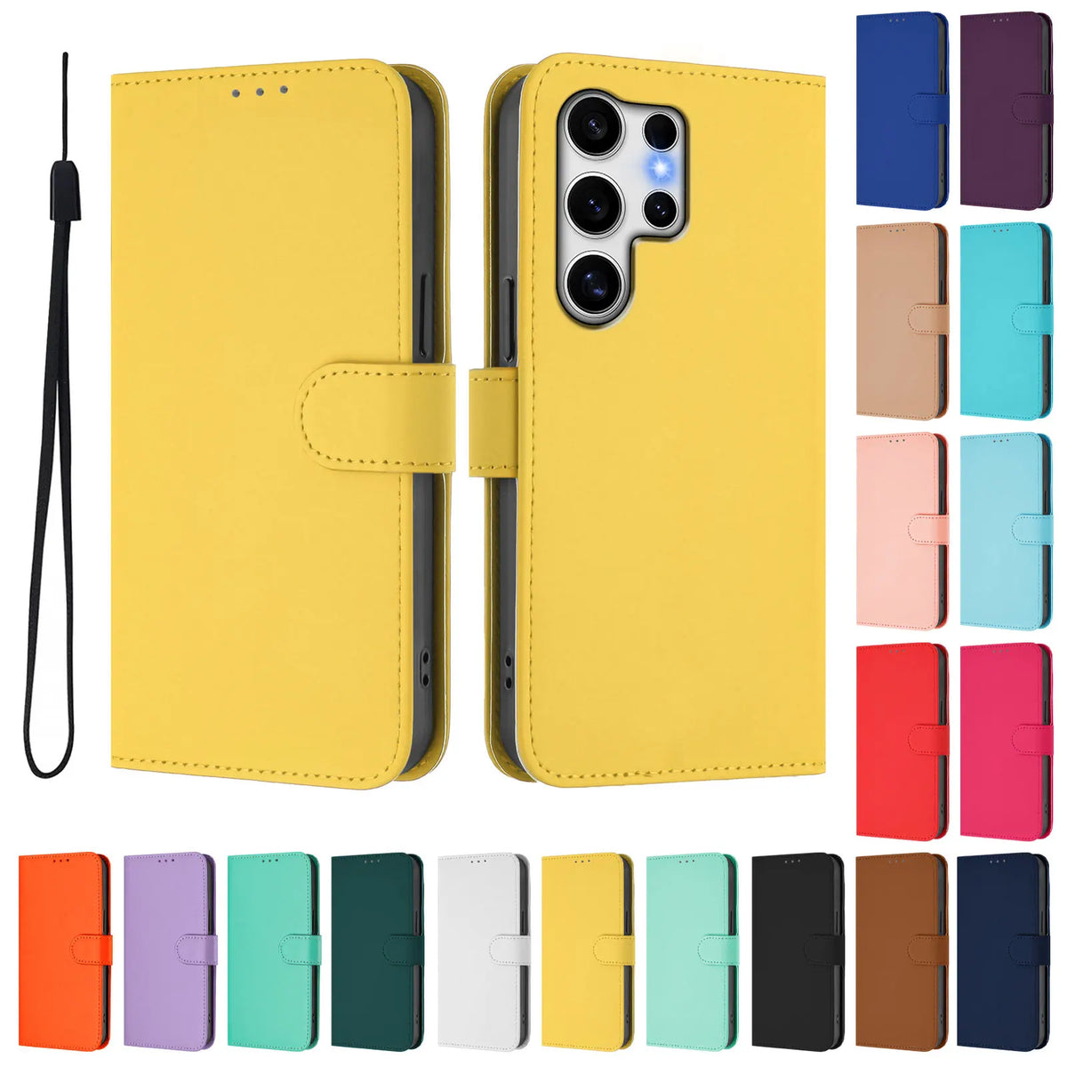 Luxury Leather Wallet Case for Samsung Galaxy S26 S24 S25 Ultra S23 Plus S24 FE S25 Edge Shockproof Bumper Flip Back Cover