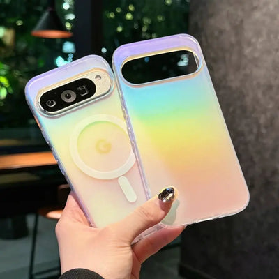 Laser Gradient For Magsafe Magnetic Silicon Case For Google Pixel 10 9 Pro XL 10 9 Pro 9A Wireless Charge Colorful Frosted Cover