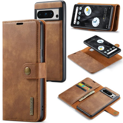 Luxury 2 in 1 Leather Detachable Hold Card Wallet Magnetic Flip Phone Cover Case For Google Pixel 8 Pro 5A 6 6Pro 6A 7 7A 9 10A