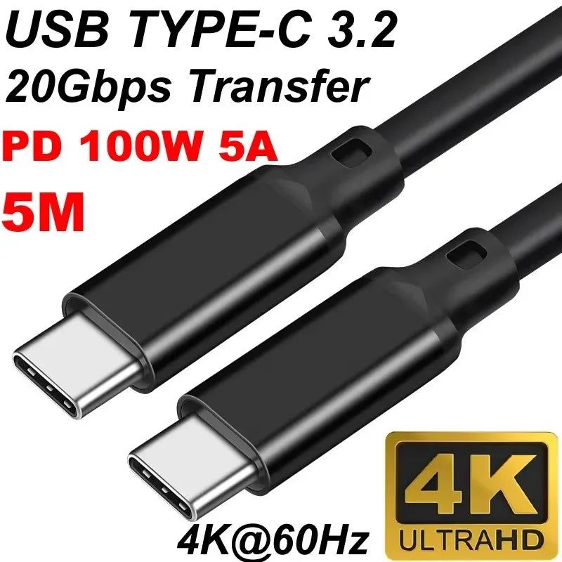 USB3.2 10Gbps Cable USB Type A to USB C 3.2 Gen2 Cable Data Transfer USB C SSD Hard Disk Cable 3A 60W QC 3.0 Fast Charging 1m 2m